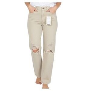 Judy Blue Jeans Juniors 15/32 Bone High Rise Straight Distressed Stretch Denim